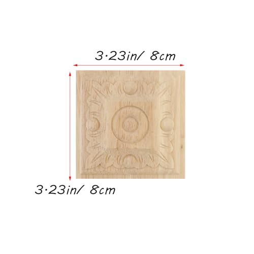 Antrader 4Pcs Square Unfinished Wood Carved Applique,Vintage Onlay Ornament - style: Style 10