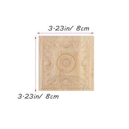 Antrader 4Pcs Square Unfinished Wood Carved Applique,Vintage Onlay Ornament - style: Style 10