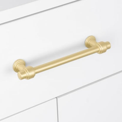 Brushed Gold Kitchen Cabinet Pulls 3-3/4 Inch 10 Pack - color: Brushed Gold, size: 3-3/4' Hole Center(96mm)