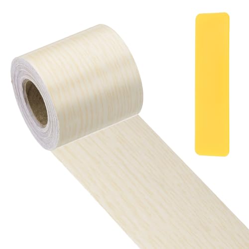 PATIKIL Wood Grain Repair Tape 2" x33', Self Adhesive Realistic Textured Repair Patch Peel and Stick Wood Tape with Scraper for Floor Door Window Furniture Table White Oak - color: White Oak, size: 2"x33'