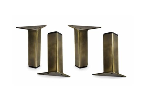 Antique Brass 5 Inch Square Metal Furniture Legs Sofa Couch Cabinet Feet Replacement Bookcase Bathroom Vanity Legs Set of 4 pc