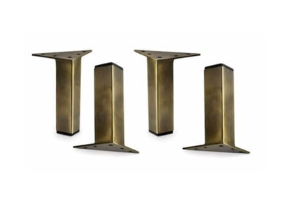 Antique Brass 5 Inch Square Metal Furniture Legs Sofa Couch Cabinet Feet Replacement Bookcase Bathroom Vanity Legs Set of 4 pc