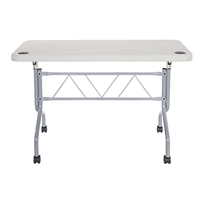 Office Star Resin Multipurpose Flip Training Table with Locking Casters for Home or Office, 4 Feet Light Gray - size: 4 feet