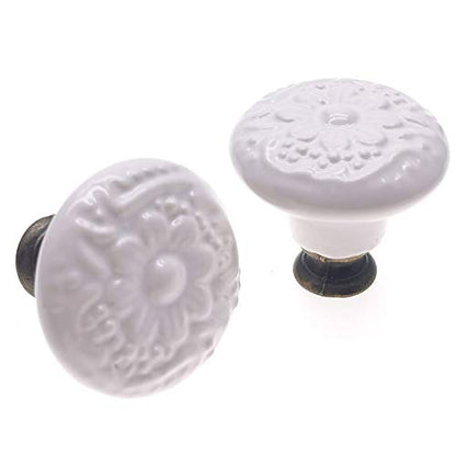6Pcs White Kitchen Cabinet Knobs, Ceramic Drawer Knobs - color: White