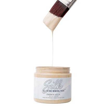 Dixie Belle Silk All-in-One Mineral Paint | French Villa (4oz) | Soft Warm Greige All-in-One Water Based Primer + Topcoat | Durable Furniture Paint | Low Reflective Finish - color: French Villa, size: 4 Fl Oz (Pack of 1)