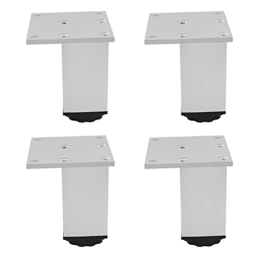 4 Pack Adjustable Furniture Legs, 80mm/3.15'' Silver Aluminum Alloy Support Feet Heavy Duty Replacement Legs for Sofa Bed Desk TV Cabinet Couch Coffee Table Sideboards Cupboard Dresser - color: Silver, size: 80mm/3.15''