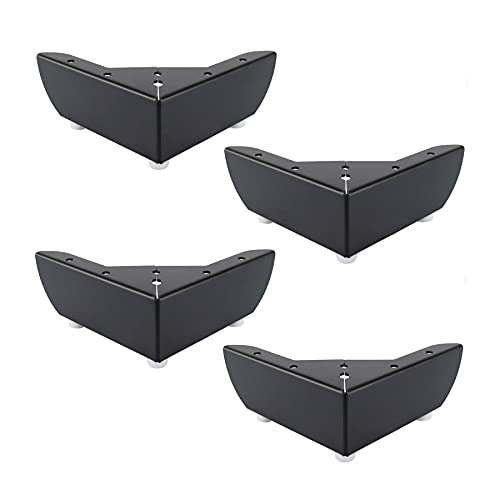LIKERAINY Heavy Duty Legs for Cabinet DIY Furniture Sofa Table Worktop Height 50mm with Free Screws and Protector Feet Stable Construction Metal Black Pack of 4 - color: Black