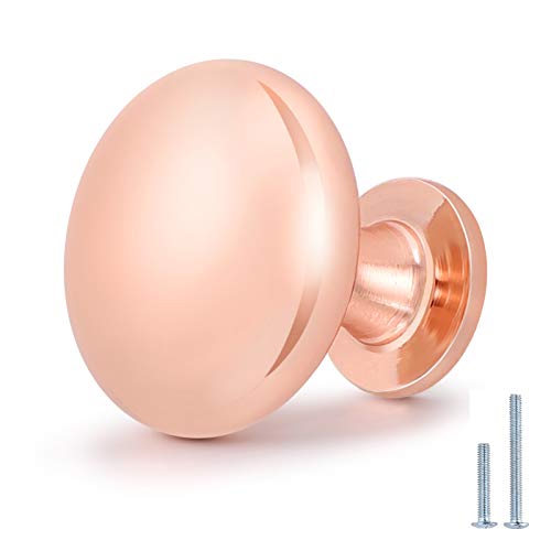 12 Pack Polished Rose Gold Cabinet Knob Solid Kitchen Drawer Hardware,Copper Drawer Dresser Knob Euro Style Round Furniture Hardware,Diameter:1-1/5 " - color: Rose Gold