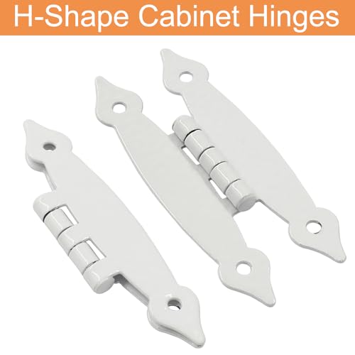 12 Pcs H-Shape Cabinet Hinges, White Hammercraft Flat Flush Mount - color: White, size: 12 Pack