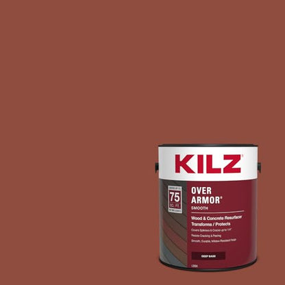 KILZ Over Armor Smooth Solid Coating Resurfacer, Redwood, 1 Gallon - color: Redwood, style: Smooth