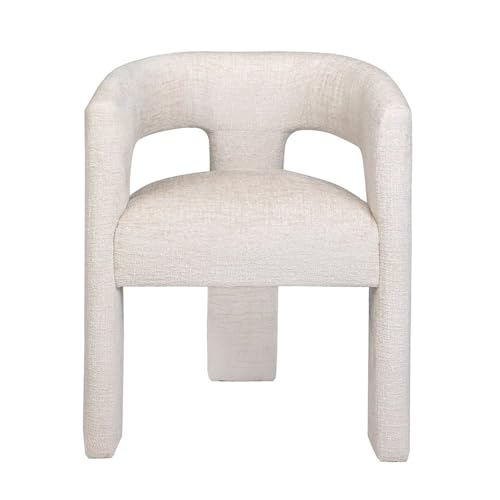 Jofran Gwen Jacquard Upholstered Accent Chair, Modern Luxury Plush Sculptural Armchair for Dining Room or Living Room, Chairs Living Room, Natural, Single Chair - color: Natural, size: Single Stool