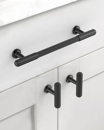 Matte Black Cabinet Knobs Drawer Pulls 10 Pack - color: Matte Black, size: T-Knob