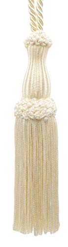 DÉCOPRO Decorative Silky 5" (12.5cm) Key Tassel 5" (12.5cm) Loop (Style# SKT) Cream Ivory #A2 (Ivory/Cream) Set of 2 - color: Cream Ivory #A2 (Ivory / Cream), size: Set of 2