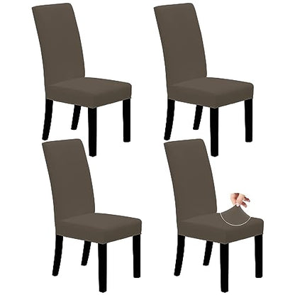 Easy-Going Stretch Dining Room Chair Slipcovers Set of 4, Taupe - color: Taupe