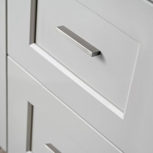 Goo-Ki 6 Pack 3 Inch Satin Nickel Knurled Cabinet Pulls - Modern Bar Handles - Textured Grip for Drawer, Dressers, Furniture Hardware - color: Satin Nickel, size: 3 Inch Center to Center