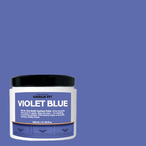 CHALK IT! All-in-One Multi-Surface Chalk Paint for Furniture & Cabinets - No Sanding, No Primer, Built-In Top Coat Water-Based, Low-Odor, Fast-Drying, Matte Finish (Violet Blue) - color: Violet Blue