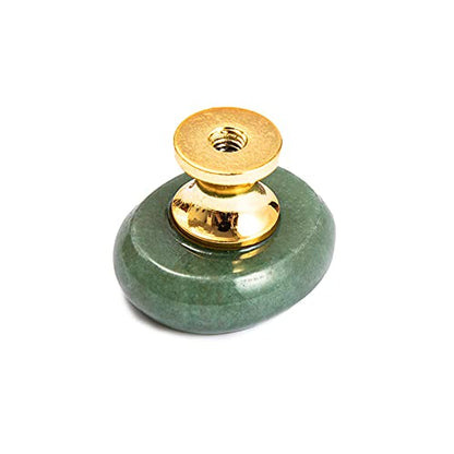 6Pcs Natural Crystal Stone Knobs Pull Handles with Screws(Green Aventurine)