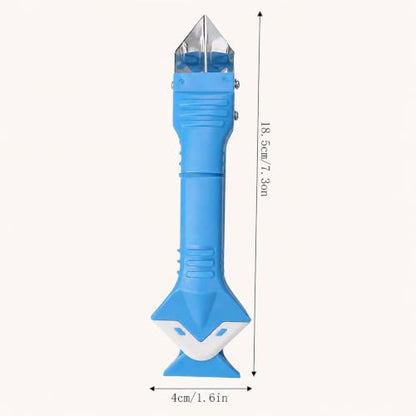 Silicone Caulking Tool 3 in 1 Stainless Steel Head Scraper Caulk Remover Sealant for Kitchen Bathroom Window, Blue - color: Blue