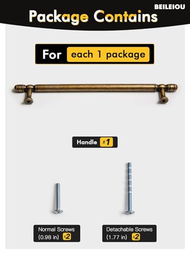 Antique Brass Cabinet Pulls - 7.56" (192mm)Hole Center Cabinet Hardware,Kitchen Cupboard Bathroom Dresser Pulls Classic Vintage Drawer Handles (10, Antique Brass, 7.56" (192mm)Hole Centers) - size: 7.56" (192mm)Hole Centers