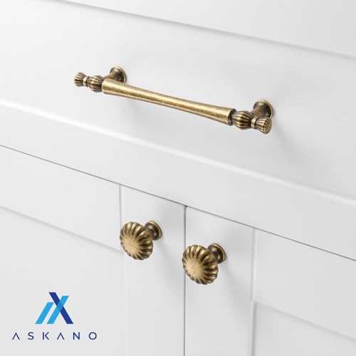 5 Inch Antique Brass Cabinet Pulls 10 Pack French Style P2408 - color: Antique Brass, size: 5" Hole Centers-10 Pcs