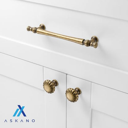 5 Inch Antique Brass Cabinet Pulls 10 Pack French Style P2408 - color: Antique Brass, size: 5" Hole Centers-10 Pcs