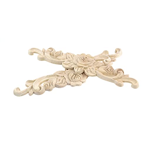 Antrader 4Pcs Wooden Carved Appliques Onlays for DIY Furniture,7.87x1.97in - style: Style 2