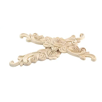 Antrader 4Pcs Wooden Carved Appliques Onlays for DIY Furniture,7.87x1.97in - style: Style 2