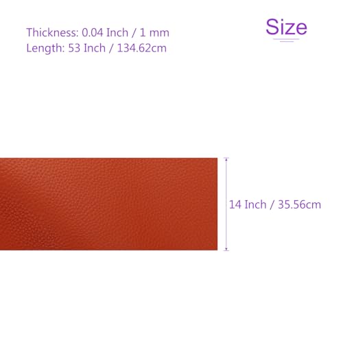 DMiotech 1 Pack 14 Inch x 53 Inch Faux Leather Sheet Furniture Cover Soft Grain Orange PU Leather Roll for Handmade DIY Craft Projects - color: Orange