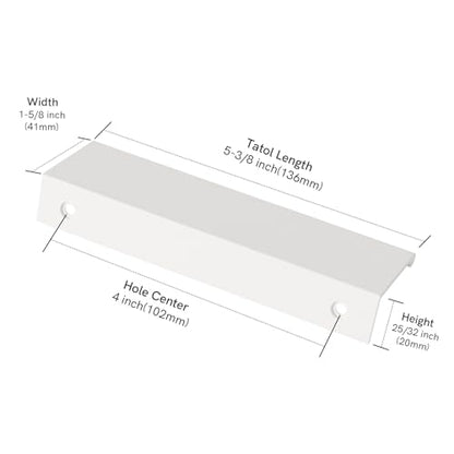 Rergy 10 Pack 4" Cabinet Pulls White Finger Pulls for Cabinets - color: White, size: Hole Center: 4in(102mm)