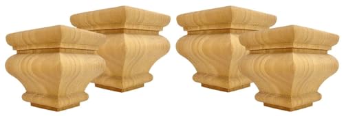 Highland Manor Wood Products Square Cypress Bun Foot - 3" Tall x 2 7/8" Wide (Pine) (Set of 4)