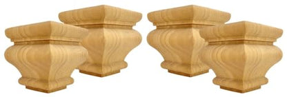 Highland Manor Wood Products Square Cypress Bun Foot - 3" Tall x 2 7/8" Wide (Pine) (Set of 4)