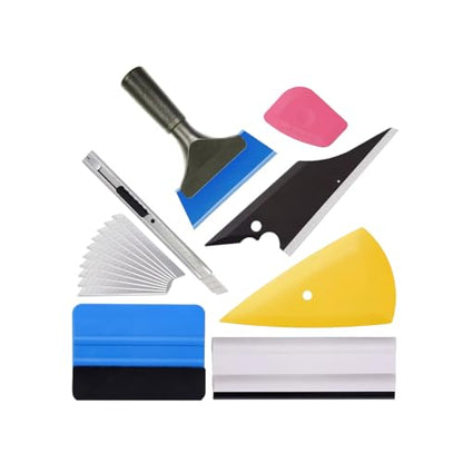 8PCS Car Window Tint Kits, Automotive Glass Protective Film Tinting Tool with Squeegee Cutting Knife, Vehicle Window Vinyl Wrapping Installation Tint Set, Universal Fit - size: 8PCS