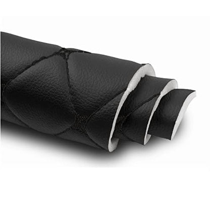 Vinyl Faux Leather Quilted Fabric Foam Backed,Black (Black Thread) - color: Black(black Thread), size: Style-A