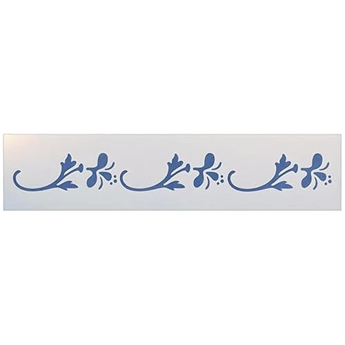 Floral Flourish Border Stencil Template - 16.8" x 2.1" - for DIY Crafts, Romantic Flower Bouquet & Colonial Home Décor, Reusable Mylar Wall & Furniture Painting – The Artful Stencil
