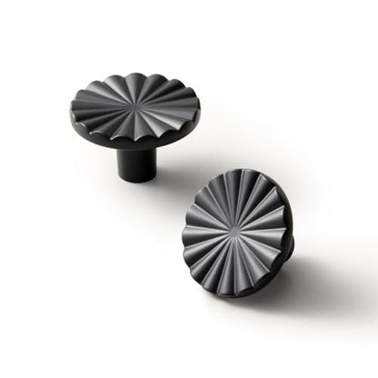 Goo-Ki 1.5''(38mm) Dia Matte Black Cabinet Knob, Big Zinc Alloy Drawer Knobs with Round Flower Design,Modern Style,6 Pack - color: Matt Black, size: 1.5'' Dia Single Hole Knob