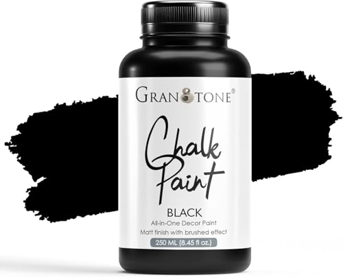 GRANOTONE Chalk Paint for Furniture, Matt-Finish Water-Based Acrylic Paint for Wood, Walls, Metal, Glass, Paper, Fabric Canvas, Maximum Coverage Chalk Paint for Kids & Adults, 250 Ml (BLACK) - color: BLACK, size: 8.5 Fl Oz