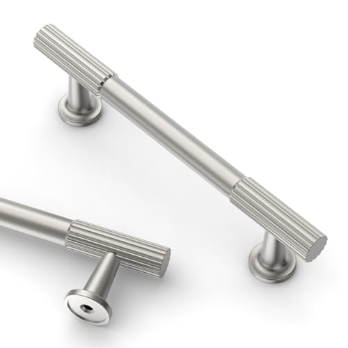 Asidrama 10 Pack 3.75 inch Brushed Satin Nickel Kitchen Cabinet Handles - color: Brushed Satin Nickel, size: 3.75" Hole Center