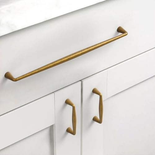 Asidrama Brushed Antique Brass Cabinet Pulls Solid Handles,10 Inch,10 Pack - color: Brushed Antique Brass, size: 10" Hole Center(254mm)