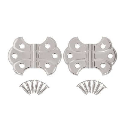 Polished Nickel Butterfly Hinges - 2" x 1-7/16" - Pack of 2 - Surface Mount Hinges for Cabinet Doors and Boxes - UA-262-HPN (1) - color: Nickel