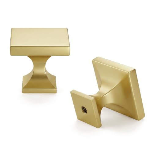 Haliwu 20 Pack Gold Cabinet Knobs Solid Drawer Knobs - color: Gold & Square