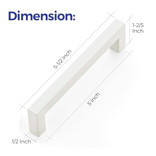 Ravinte White Square Cabinet Handles Drawer Pulls,5 Inch,30 Pack - color: White