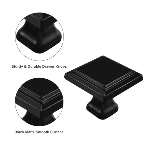 12 Pack Black Matte Cabinet Knobs, Square Drawer Knobs(30mm/1.2 Inch) - color: 12 PCS