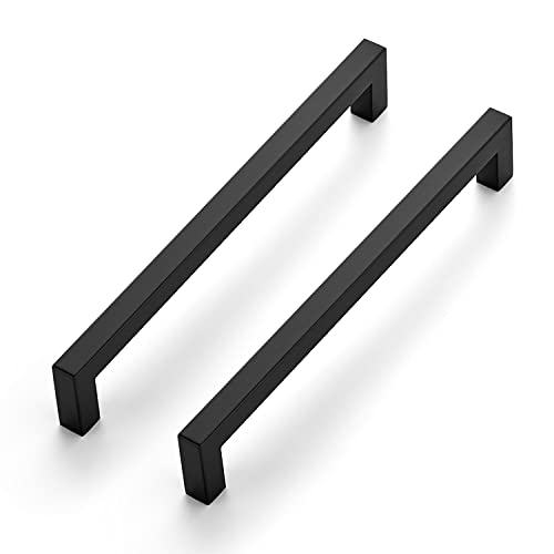 Ravinte Matte Black Cabinet Handles Square Pulls 8 Inch 10 Pack - size: 8-1/2 Inch (8 Inch Hole Center)