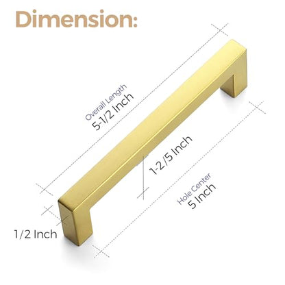 Ravinte Brushed Brass Square Cabinet Handles Drawer Pulls,5 Inch,30 Pack - color: Brushed Brass