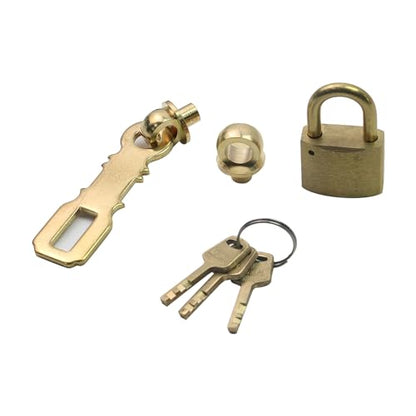 Retro Heavy Duty Padlock, Brass Gold Door Lock with Hasp and Keys - size: Light Brass Hasp+Padlock
