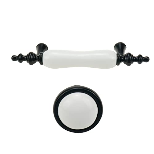 8 Pack Ceramic Drawer Pulls Handles, Black & White Dresser Handles
