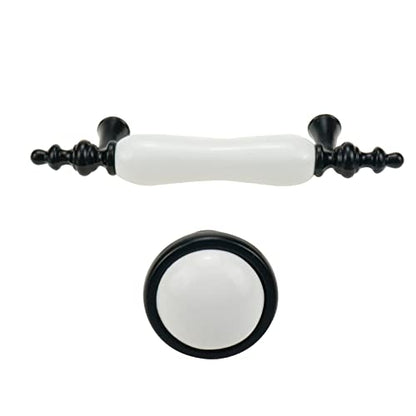 8 Pack Ceramic Drawer Pulls Handles, Black & White Dresser Handles