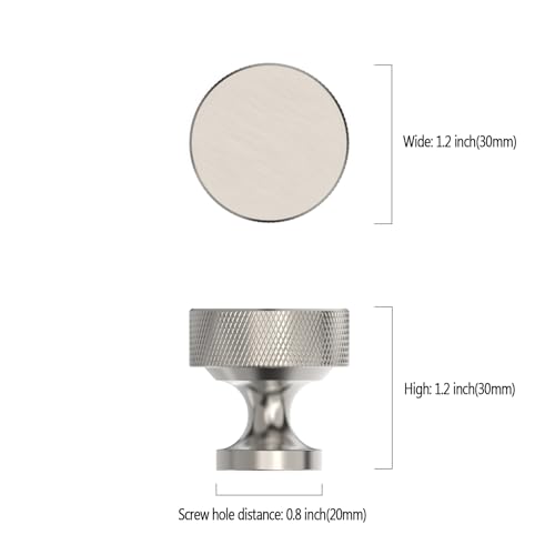 Brushed Satin Nickel Knurled Cabinet Knobs Round Drawer Pulls 10 Pack - color: Brushed Satin Nickel, size: Flat Round Knobs