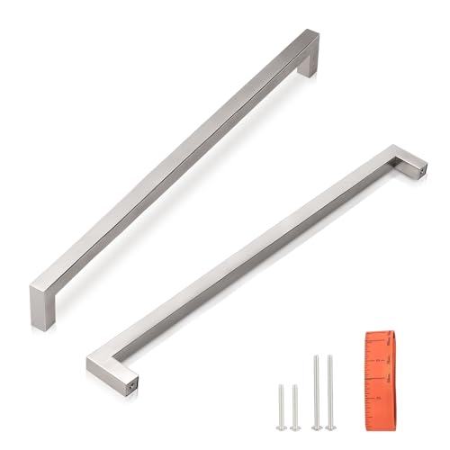 KNOBWELL 20 Pack 12-3/5 inch Cabinet Pulls Dresser Drawer Handles, Brushed Nickel Square Cabinet Door Pulls Dresser Drawer Handles, Overall Length 13" - color: Brushed Nickel, size: Hole Center:12-3/5 inch(320mm)