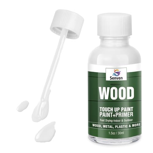 SENVEN White Touch Up Paint Pen, Wood Refinishing Touch Up Paint for Wood, Cabinets, Furniture,Doors, Tables, Dressers Chips Spots and Scratch Repair, Touch-Up Paints Enamel 1.5 Oz - color: White, size: 1.5 Fl Oz (Pack of 1)